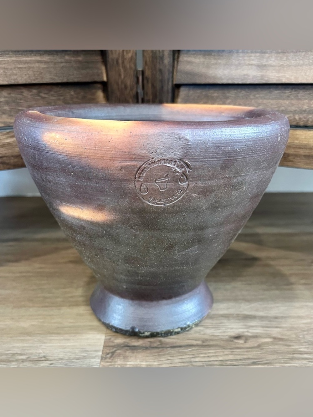 Thai Clay Mortar Krok 8x7” Pot Unglazed Stamped